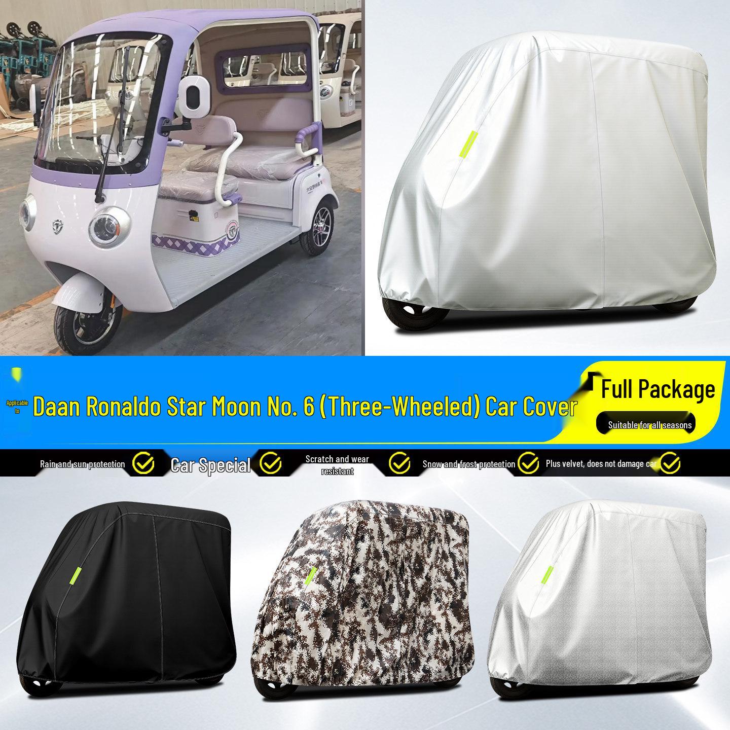 

Versatile Rainproof Sun Canopy for Ronaldo Xingyue No. 6 Electric Trike Aluminum Silver Grid Cover F