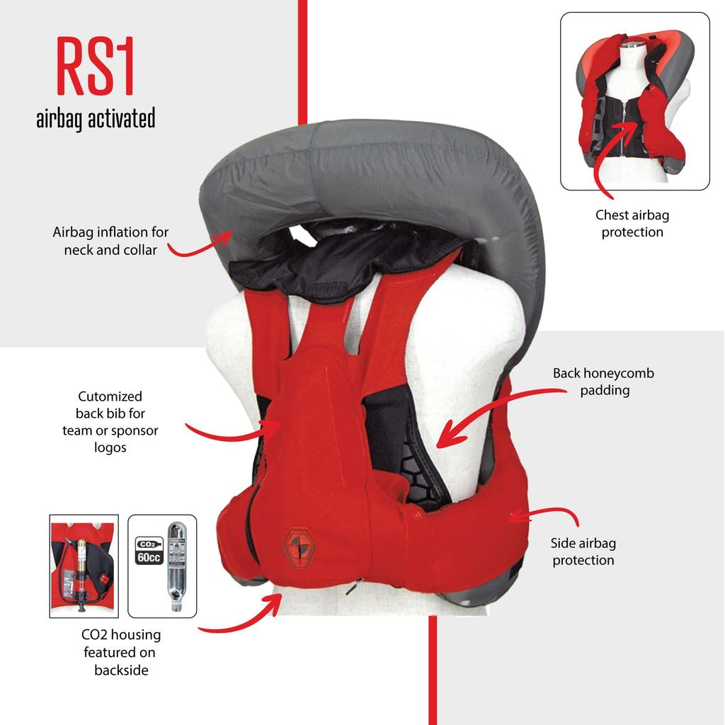 Kamizelka z poduszką powietrzną Airbag rozmiary XL Hit-Air (Mugen Denko) RS-1 Rurka, Poliuretan, Czerwona, (pasuje na XL-3XL) [HTRC2.2]