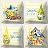 1/4pcs Floral and Gnome Patterned Pillowcases Sweet Home Hello Spring Decor Sofa Cushion Cover Home Bedroom Room Decoration