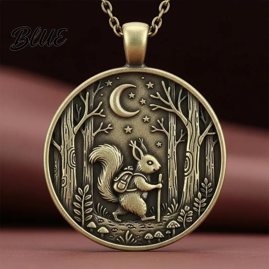 Reflection Symbol Necklace Forest Moon Pendant Travelling Animal in Family