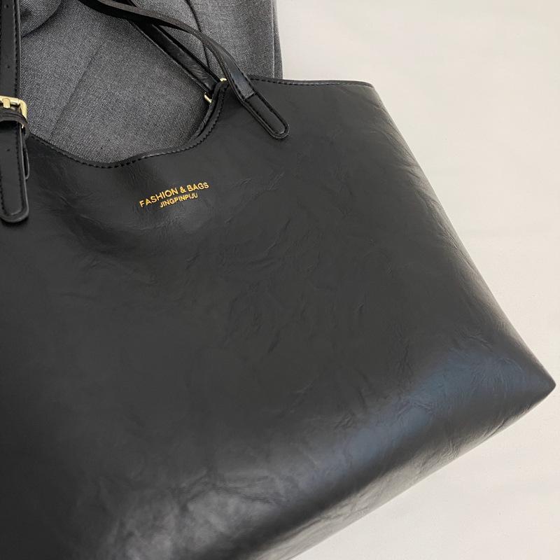Versatile Retro Texture Leather Tote Bag for Women - High-End Feel, Light Luxury Single Shoulder Design