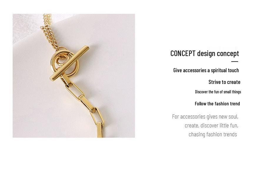 18K Gold Plated Double Layer OT Buckle Pendant Necklace for Spicy Girls
