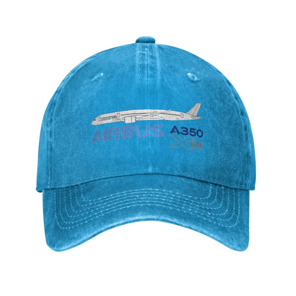 Airbus A350 Line Drawing Sun Baseball Cap  Fitted Retro Couple Women Washed Trucker Hat High Quality Outdoor Sports Snapback Cap