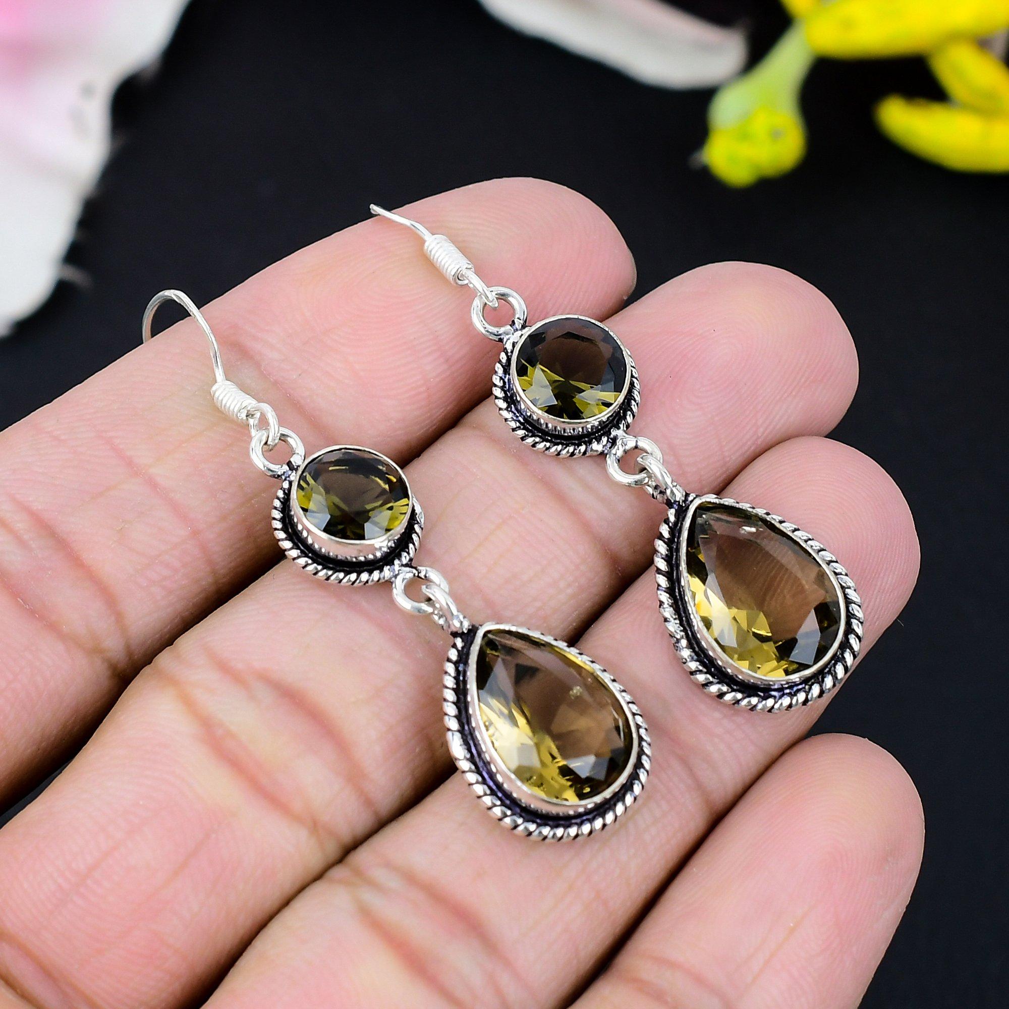 

Citrine Gemstone Handmade 925 Sterling Silver Jewelry Earring 2.56 KG-429