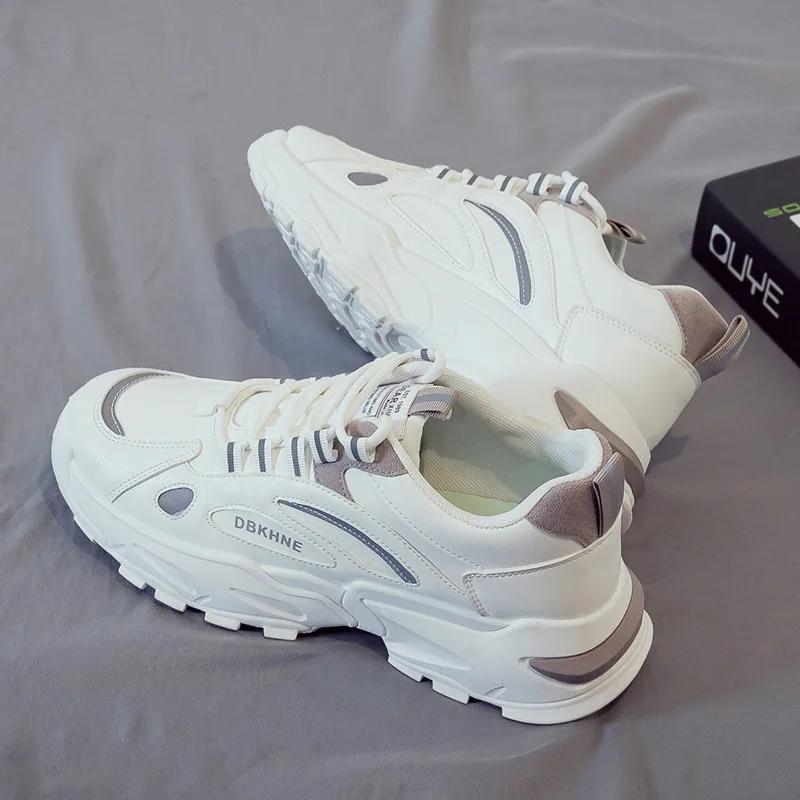 

Модные мужские кроссовки на толстой подошве с вулканизированной платформой, дышащие кроссовки для бега для мужчин, повседневная обувь на шнуровке, Zapatillas Mujer 245 серебряный