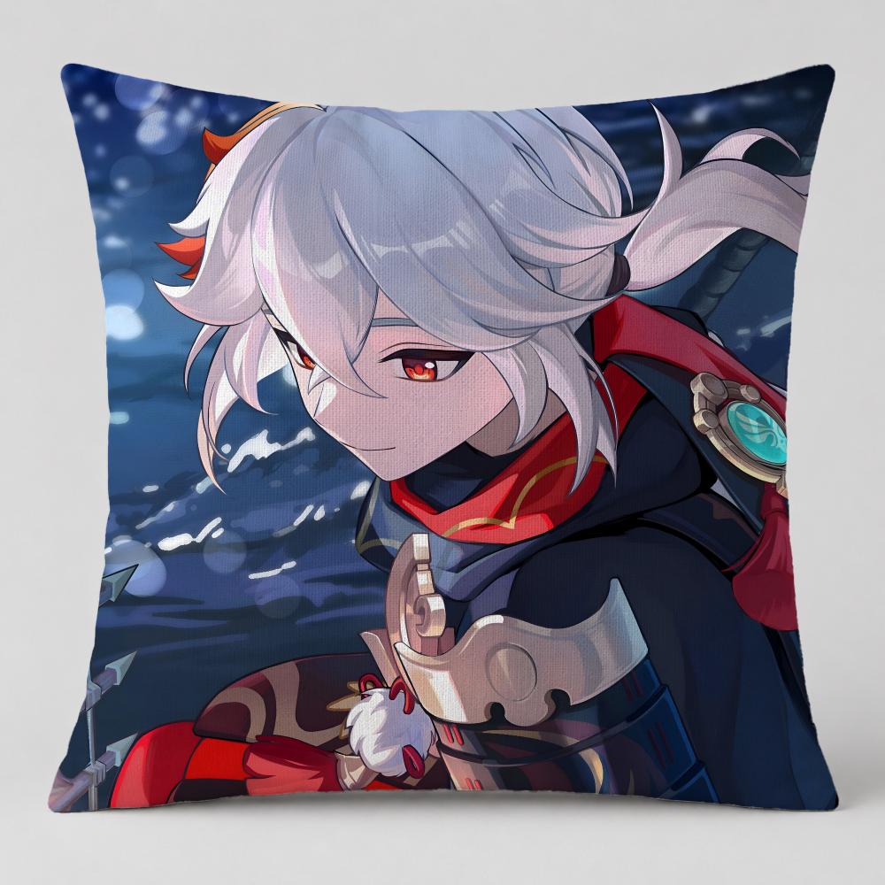 Game Kaedehara Kazuha Cushion Cover Short Plush Cushion Cover Double Sided Print Washable Sofa Pillowcase Home Decor Gift