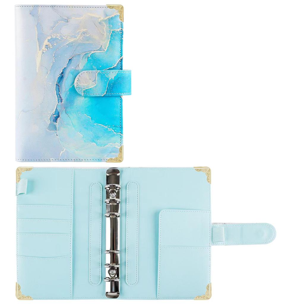 PU Ring Binder Budget Planner with Stickers - A6 Cash Envelope Notebook