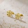 Teamer Stainless Steel Mini Flower Stud Earrings For Women Girls Glossy Gold Color Daily Wear Cute Plant Fashion Jewelry Gift