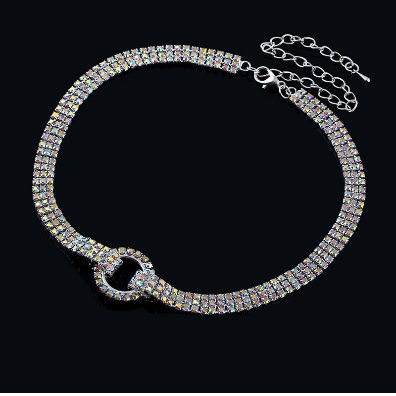 Trendige Silber Strass Choker Halskette - Japanischer & Koreanischer Stil für Damen