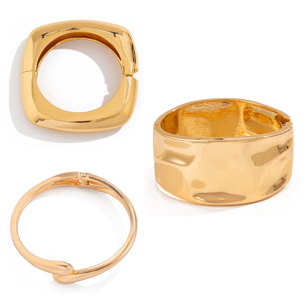 Ingemark 4 Styles Exaggerated Punk Geometric Large Open Spring Bangles Women Chunky Heavy Metal Cuff Bracelet Men Jewelry Gift