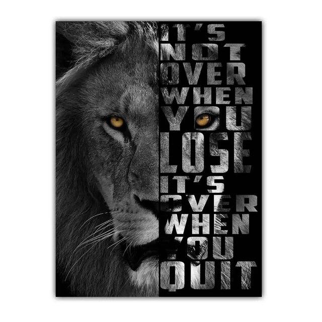 Nova pintura em tela de arte moderna nórdica animal pôster de leão preto e branco pintura de parede de escritório sala de estar decoração de casa mural sem moldura