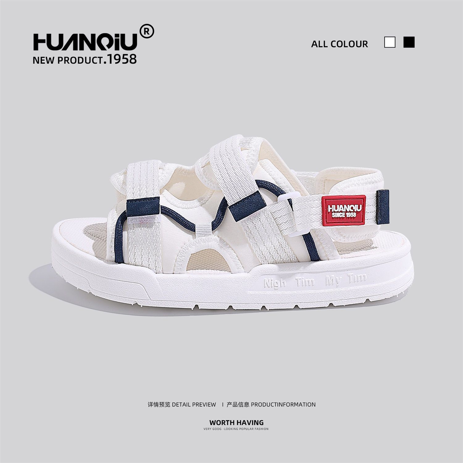 

Global ZHQ6061 sports sandals women s summer new high-value flat-heeled flat-bottomed Velcro casual beach 40