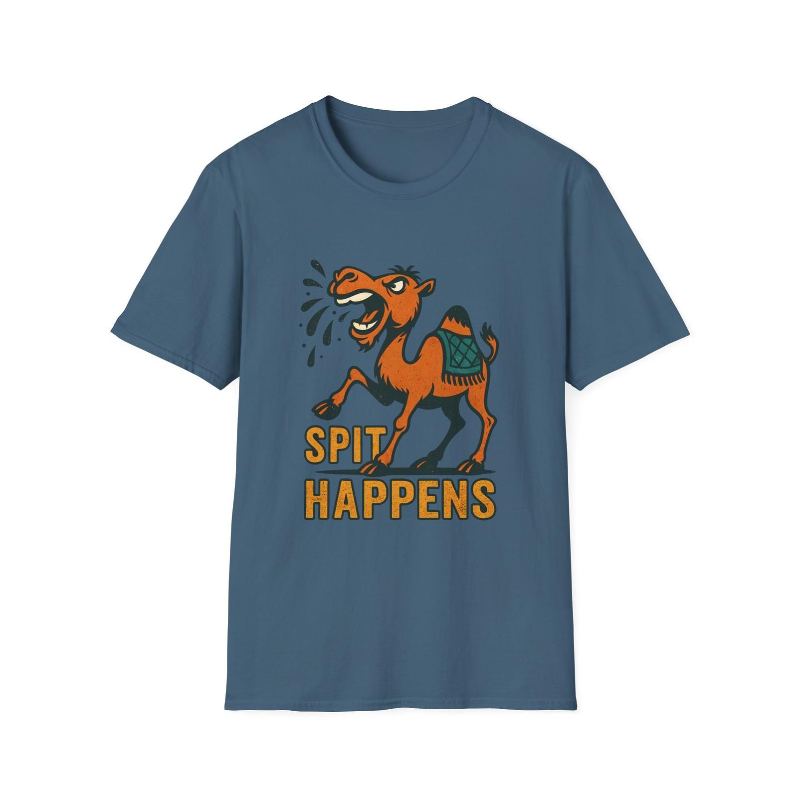 Unisex Softstyle T-Shirt Mens Womens Tees Top Retro Camel Spitting Funny Surreal Animal Design M