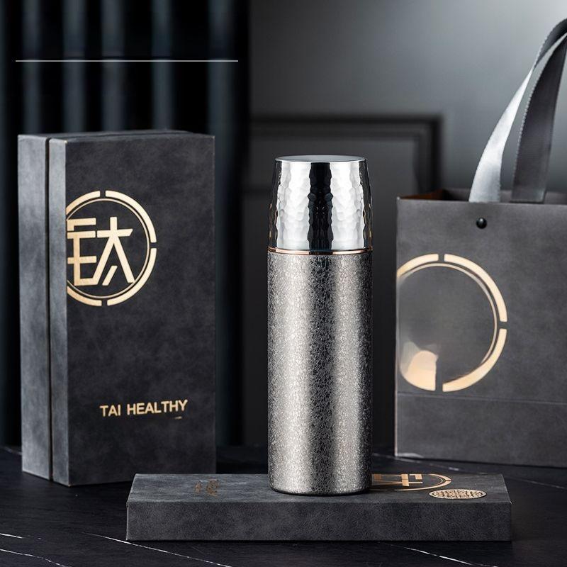 500ML High-grade Pure Titanium Thermos Cup Birthday Gift Box Teacup Tea Separation Tea Cup Portable Titanium Cup Car Cup