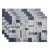 Blau-Graues Ombre Kunst-Tischset Set of 4 Modern Abstrakt Geometrische Blöcke Tischmatten 12x18 Zoll für Küchen-Esstisch-Dekoration Hitzebeständig Wasser