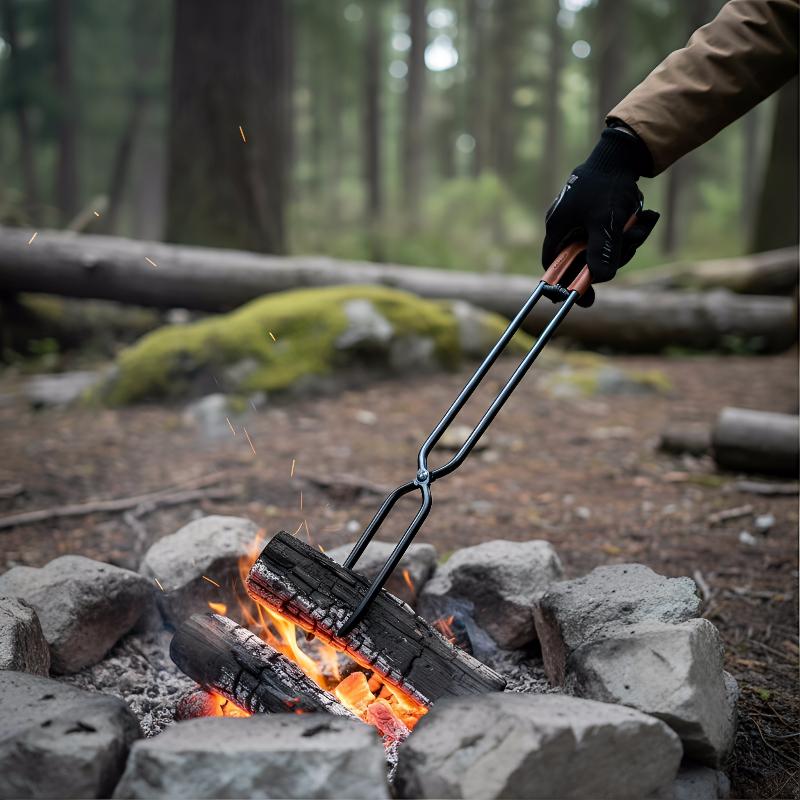 Outdoor Barbecue Charcoal Tongs Portable Picnic Barbecue Long-handled Fire Tongs Heat-resistant Fire-making Tools
