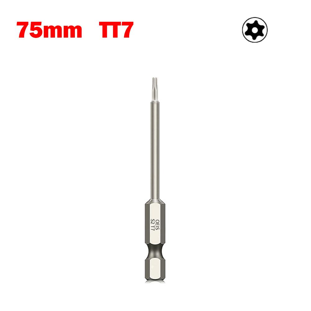 1pc 75mm Hollow Torx Screwdriver Bit 1/4 Inch Hex Shank Magnetic Head Screw Driver Bit Torx6T7 T8 T9 T10 T15 T20 T25 T27 T30 T35