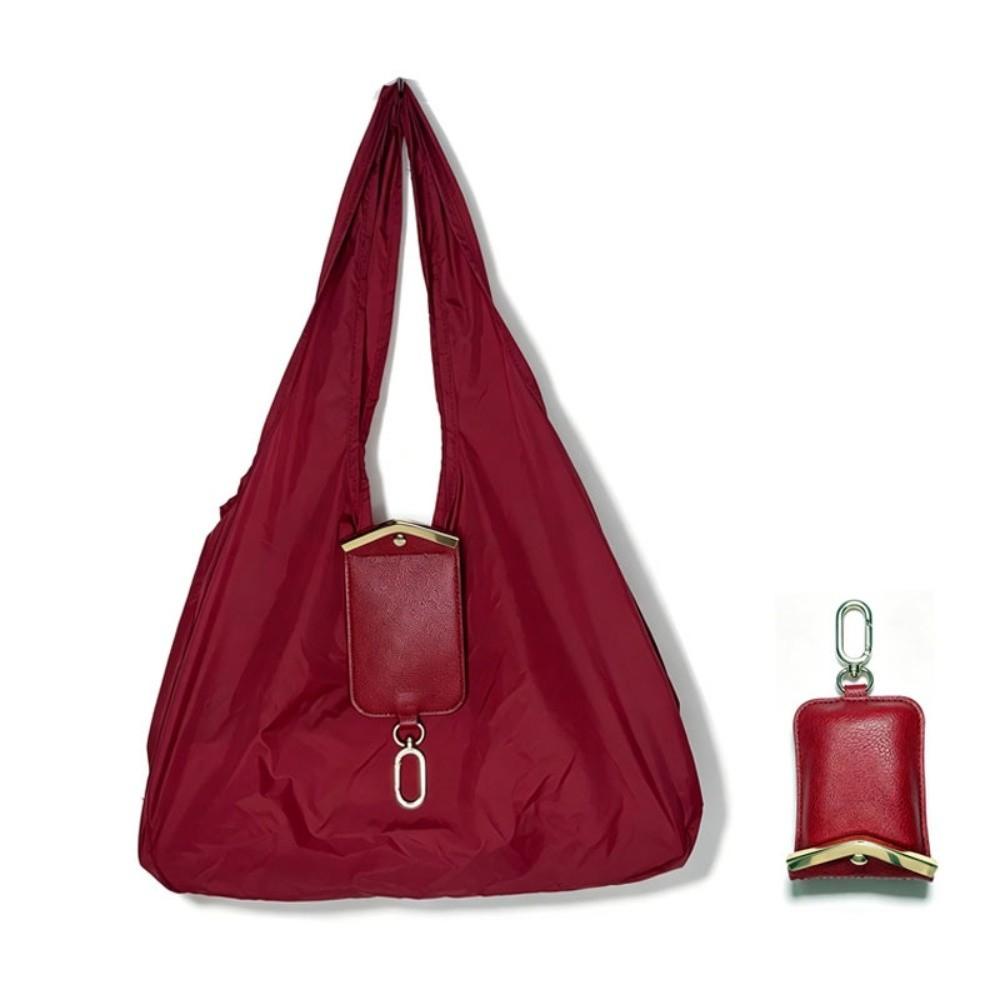 TOP HOME-002 Grote Sleutelhanger Tote Bag Lichtgewicht Opvouwbaar Milieuvriendelijke Boodschappentas Waterdicht met Sleutelring Schoudertas Reizen rood
