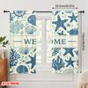 2pcs 2D flat printing Curtain Seashell Starfish Welcome 100% Polyester Fabric Without Electricity Festive Curtains Perfect for