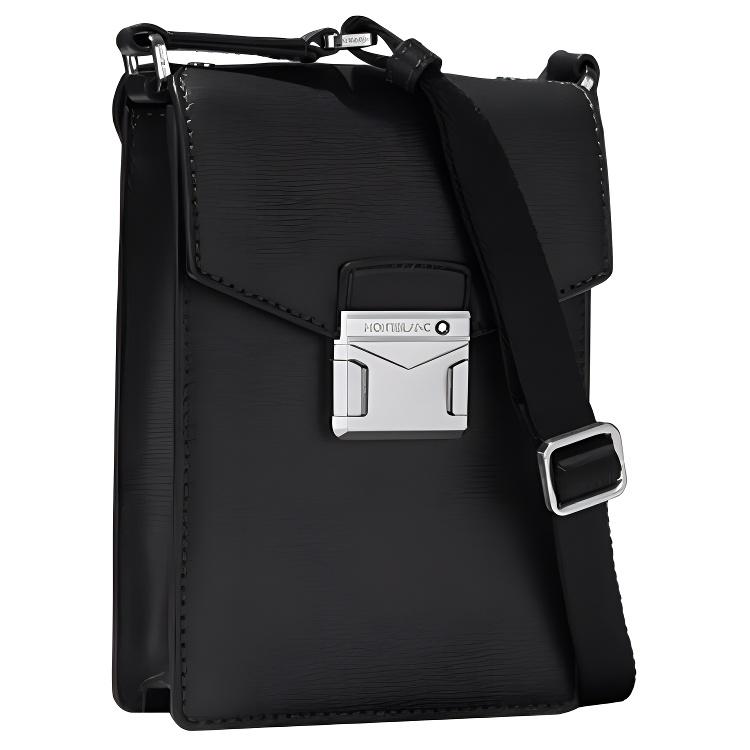 

Montblanc M_Gram 4810 Silver Hardware Adjustable Shoulder Strap Leather Phone Bag Men bags Black 129238 Shopping Bag Set(Basic Set+Shopping Bag)