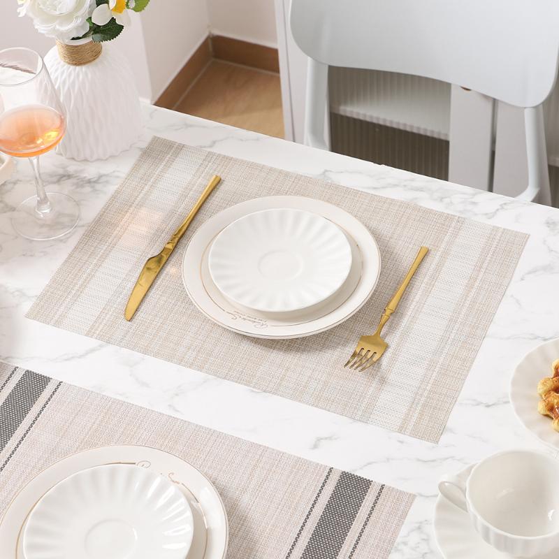 Pvc Striped Placemats, Heat Resistant Non-Slip Easy Clean For Home Dining Kitchen Parties & Daily Use