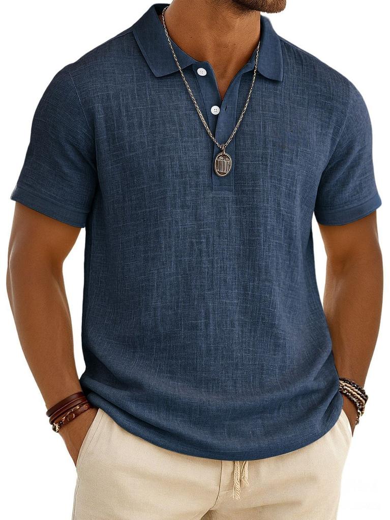 VEZFAA Damenmode, lässig, Sommer, Frühling, einfarbig, kurzärmelig, Polo-Ausschnitt, Blusen und Hemden