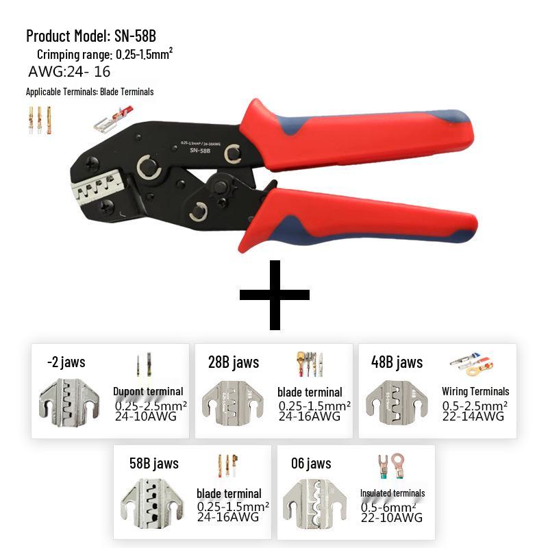 SN-58B Kit d'outil à sertir à cliquet avec plusieurs options de mâchoires