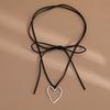 New Goth Black Velvet Big Heart Pendant Choker Necklace for Women Elegant Weave Knotted Bowknot Adjustable Chain Jewelry