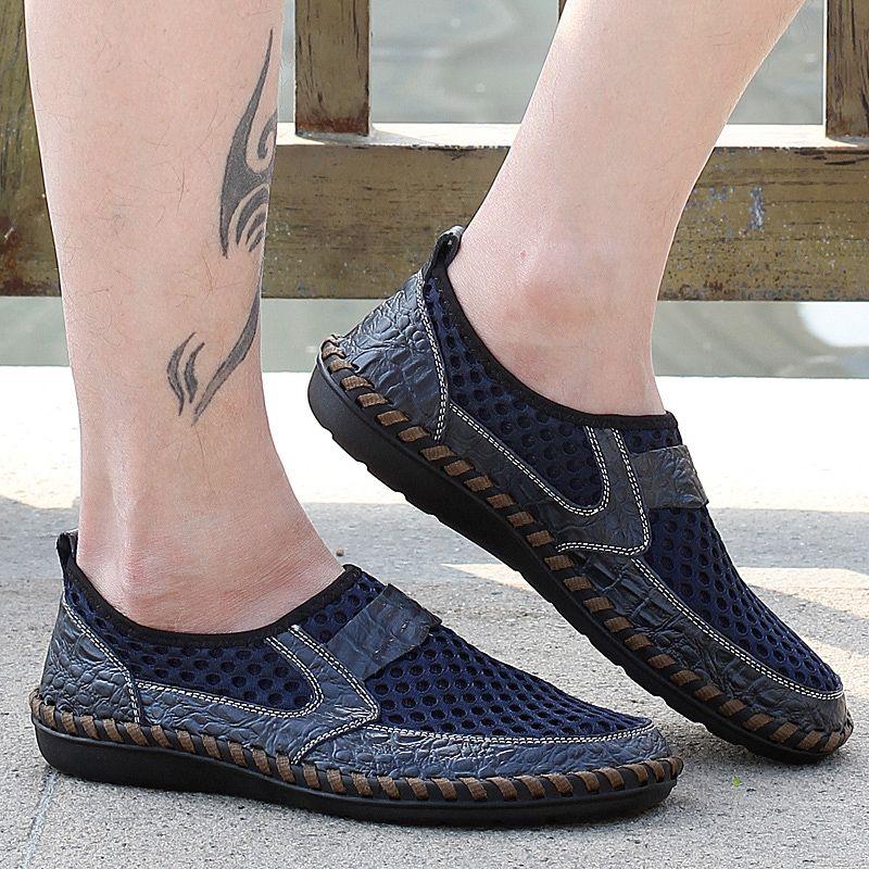 

Fashion Outdoor Slip-on Round Toe Splicing Mesh Male Casual Shoe Social Fashion 2025 Elegant Footwear Offer Pu Trend Men s Leather Shoes 44