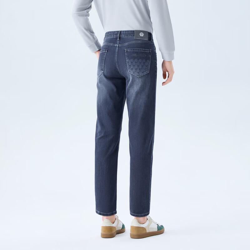 Qipai Men's 2026 Spring Tapered Cropped Texture Denim Jeans