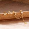 New Arrival 3PCS Stainless Steel Fashion Tassel Chain Stud Piercing Earrings Set For Women Zircon Wedding Party Jewelry Gifts