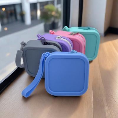 Storage Bag with Wrist Strap Square Shape Zipper Closure Waterproof Portable Keys Earphone Lipstick Cards Storage Pouch