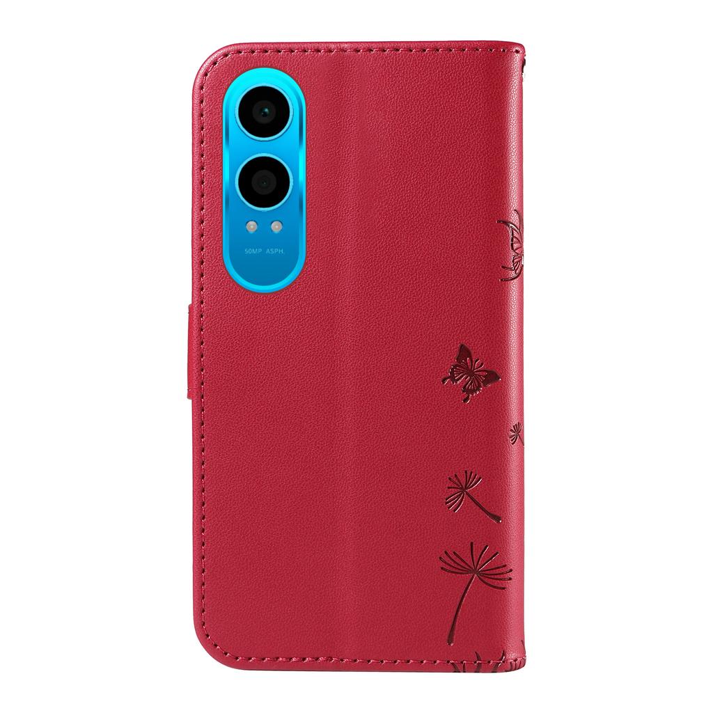For Oppo K12x 5G (China)/OnePlus Nord CE4 Lite 5G Leather Wallet Case with Strap Dandelion Imprint Phone Stand Cover