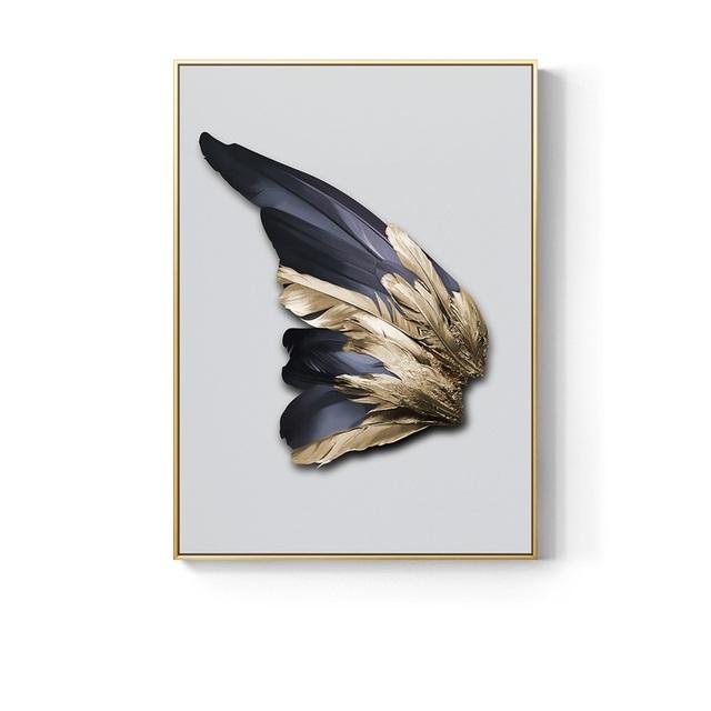 

Nordic Abstract Luxury Wall Art Interior Paintings Golden Feather Wing Poster and Print Canvas Pictures for Home Loft Decoration 20x30cm
