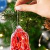 Glass Christmas Bell Ornament Hand Blown Glass Bell Colorful Bell Hanging Decoration for Xmas Tree Garden Patio Window