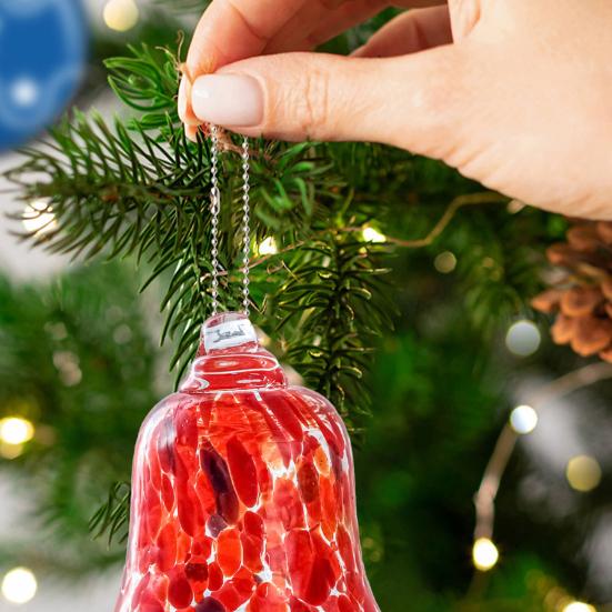 Glass Christmas Bell Ornament Hand Blown Glass Bell Colorful Bell Hanging Decoration for Xmas Tree Garden Patio Window