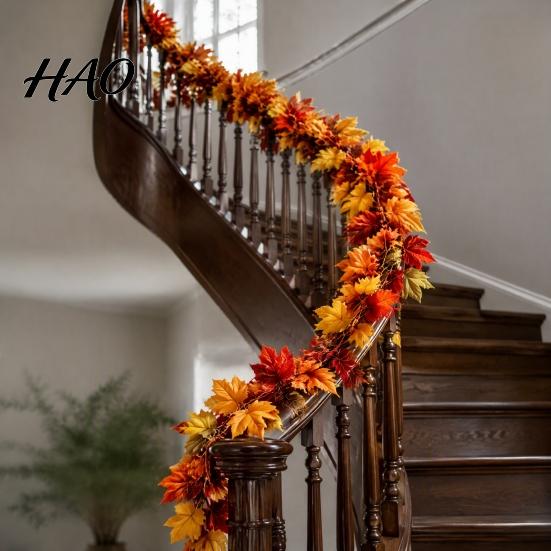 Reusable Artificial Garland 100/175/200CM Maple Leaf Garland, UV Resistant Faux Autumn Leaves Festive Hanging Rattan, Realistic Vine for Thanksgiving