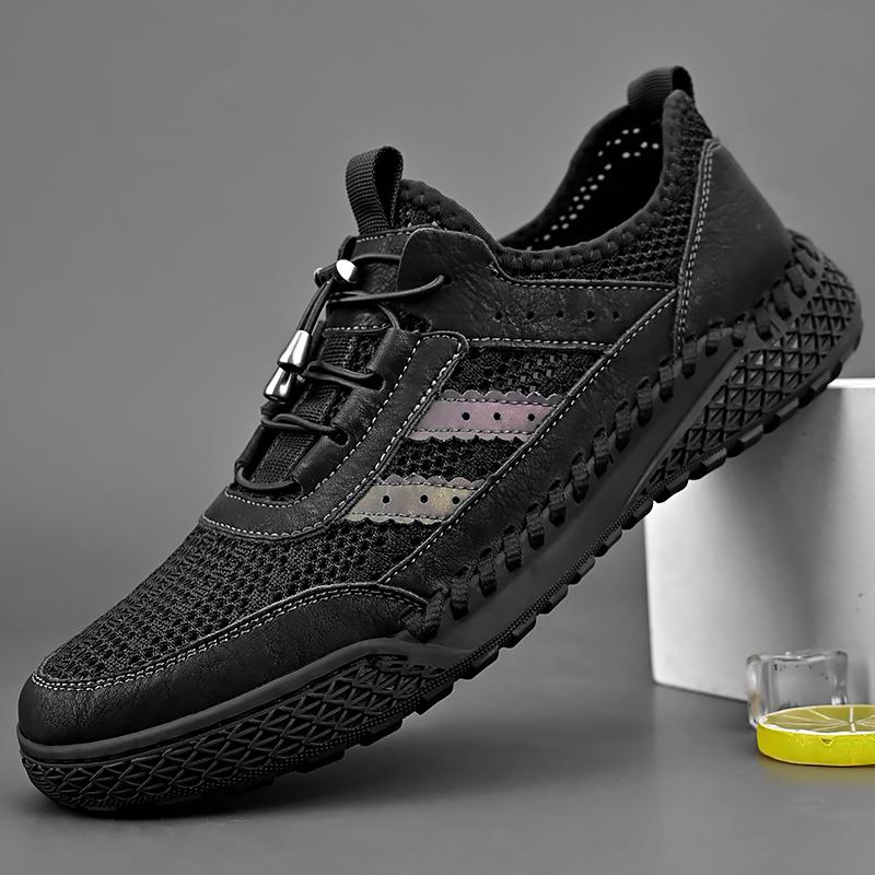 Sommer Herren Mesh Freizeit Sneaker Flats Atmungsaktive Fahrschuhe
