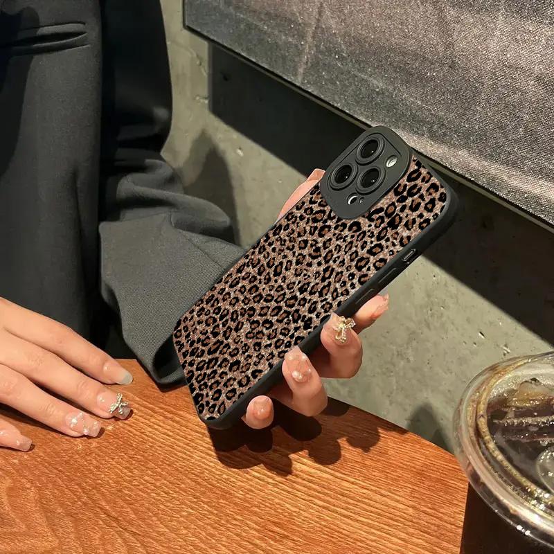 Brown Leopard Print Silicone Phone Case For iPhone 17 16 15 14 13 12 11 Pro Max 17Air 16E XS X XR 7 8 Plus Shockproof Soft Cover