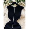 Temperament Goddess Style Fancy Knitting Dress Female Stylish Niche Style Silm Slim Looking Temperament Contrast Color Bodycon Dress