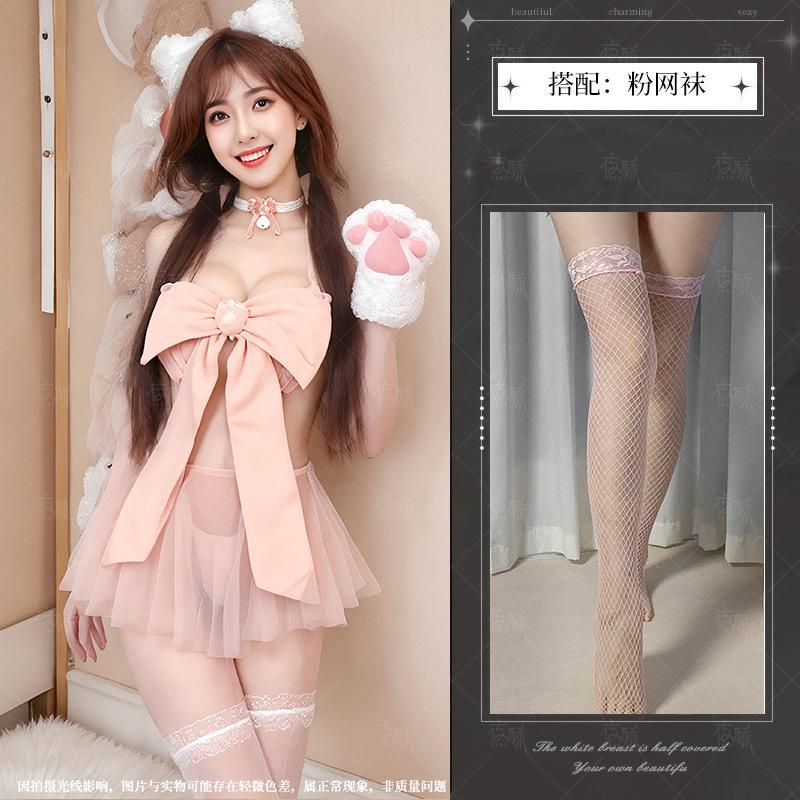 Sexy underwear, sexy nightgown, temptation bow lace-up chest wrap set, cute fairy fluttering girl