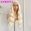 Platinum Blonde Lace Front Wig Long Body Wave Synthetic Lace Hair 13x4 Frontal Lace Natural Hairline Daily Wear Cosplay Wigs