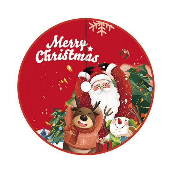 36 Inches Christmas Tree Skirt Red Santa Snowflakes Snowman Reindeer Xmas Tree Skirt Holiday Decor for Home Party