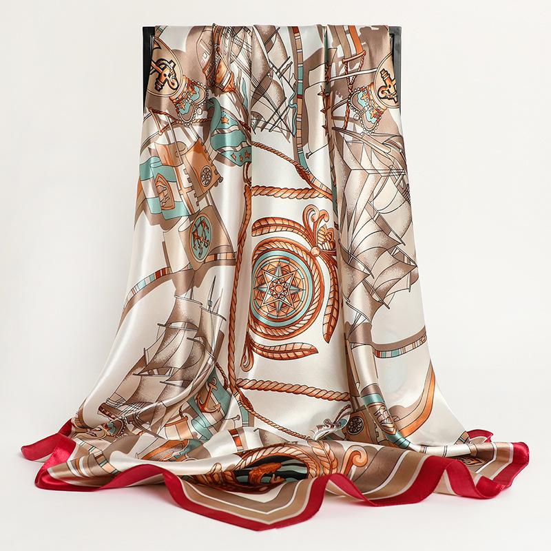 Dámský módní designový šátek do vlasů Krásný foulard Měkká saténová šála Hedvábné šátky Šátek 90*90cm Čtvercový Nákrčník Šátek na hlavu
