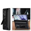 Samsung Galaxy Z Fold 8 Ultra Kickstand Retro Leather Case with Stylus and External Screen Glass, Black