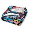 Cartoon Cute Doodle Flannel Blanket Autumn Soft Throw Blanket for Girls Boys Bedroom Print Bedspread Sofa Bed Cover