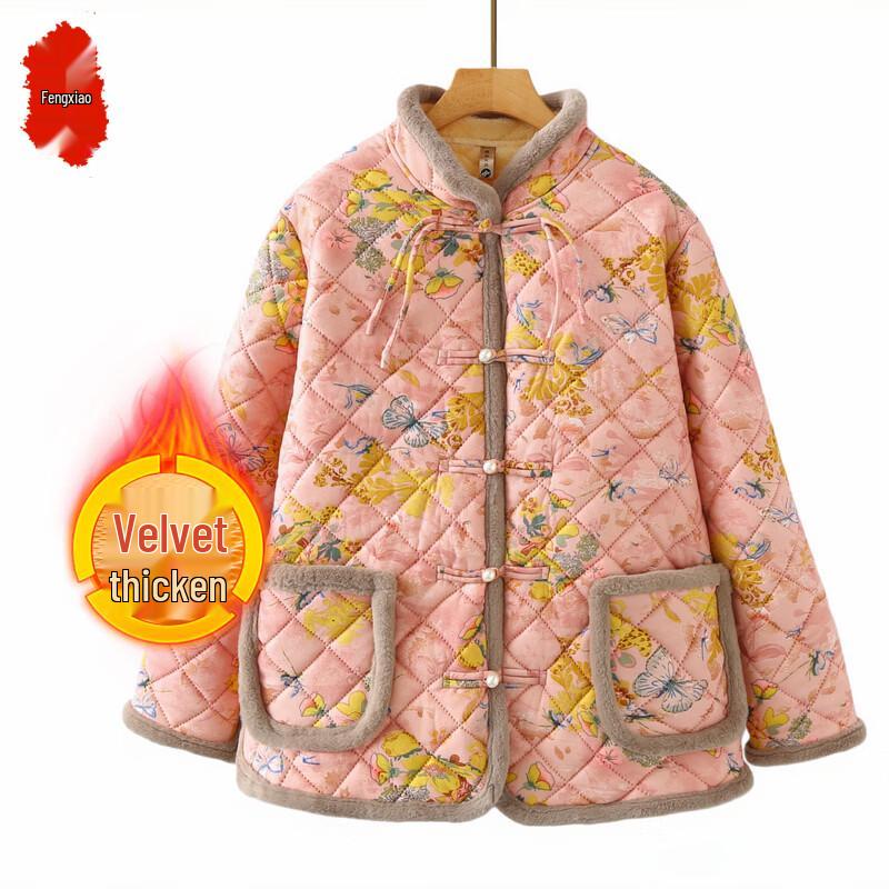 Women's Plus Size Warm Floral Cotton Padded Jacket