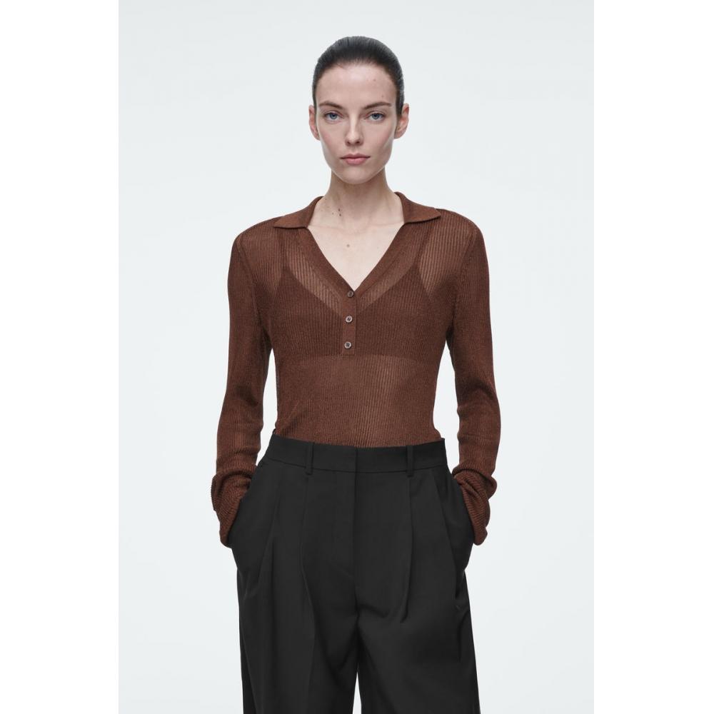 

Рубашка-поло Cos Japan Sparkling Rib Knit mahogany/LP