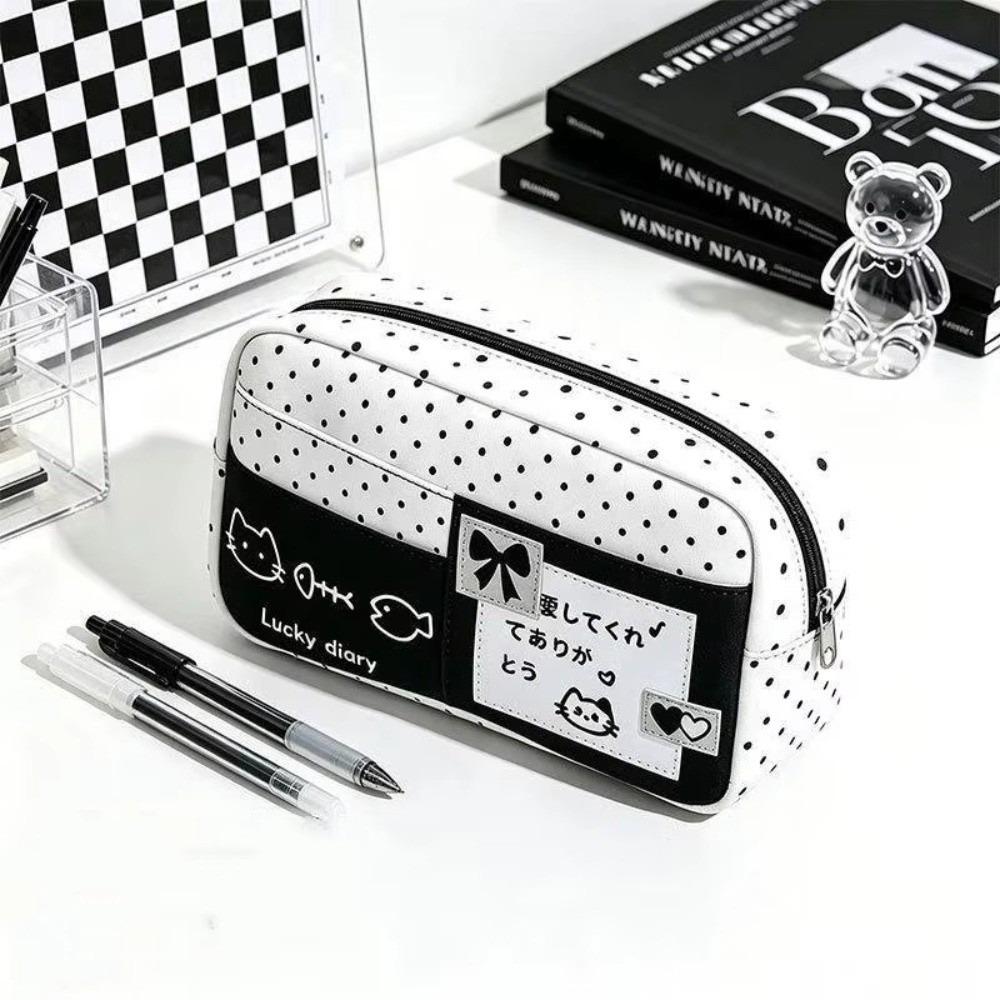 Cat Pattern Pencil Bag Multi-Layer Pen Bag Ins Style Pencil Case For Girls