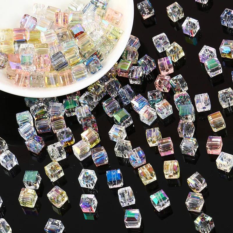 10pcs Pink Many Square 5mm Austria Crystal Beads charm Glass Crystal Beads Loose Spacer Bead for DIY Jewelry Making